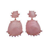 YYGEM 23mm Rose Quartz Earrings with Cz Crystal