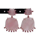 YYGEM 23mm Rose Quartz Earrings with Cz Crystal
