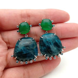 Natural Apatite Green Agate Cz Dangle Earrings Gemstone Jewelry