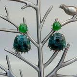 Natural Apatite Green Agate Cz Dangle Earrings Gemstone Jewelry