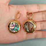 YYGEM 25mm Abalone Tourmaline Rough Earrings Abalone Shell Earrings