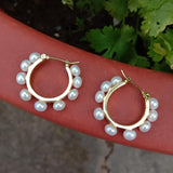 YYGEM 25mm Freshwater Cultured Pearl Hoop Earrings