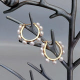 YYGEM 25mm Freshwater Cultured Pearl Hoop Earrings