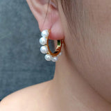 YYGEM 25mm Freshwater Cultured Pearl Hoop Earrings