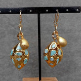 Natural Larimar Dangle Hook Earrings Gemstone Women