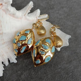 Natural Larimar Dangle Hook Earrings Gemstone Women