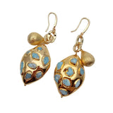 Natural Larimar Dangle Hook Earrings Gemstone Women
