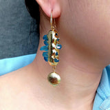 YYGEM 25x39mm Quartz Druzy Stones Drop Earrings