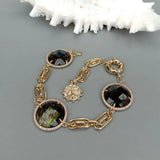 Labradorite Coin CZ Bezel Set Bracelet