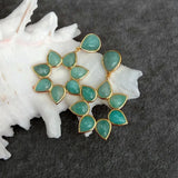 YYGEM 26x27mm Green Amazonite Flower Earrings Gems Stone Jewelry