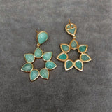 YYGEM 26x27mm Green Amazonite Flower Earrings Gems Stone Jewelry
