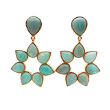 YYGEM 26x27mm Green Amazonite Flower Earrings Gems Stone Jewelry