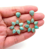 YYGEM 26x27mm Green Amazonite Flower Earrings Gems Stone Jewelry