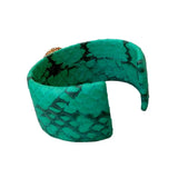 Natural Malachite Green Leather Bangle Bracelet