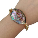 Natural Abalone Shell Fuchsia Cz Chain Charm Bracelet for Girl Party