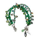 Green Agate Teardrop Crystal Bracelet with Key Charm