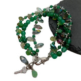 Green Agate Teardrop Crystal Bracelet with Key Charm