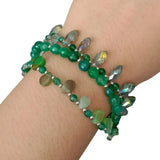 Green Agate Teardrop Crystal Bracelet with Key Charm