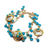 YYGEM Coin Pearl Charm Chain Bracelet