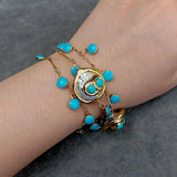 YYGEM Coin Pearl Charm Chain Bracelet