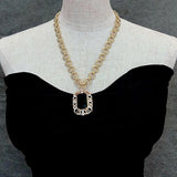 Green Crystal Rectangle Cz Pave Necklace Women Charm Jewelry