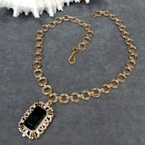 Green Crystal Rectangle Cz Pave Necklace Women Charm Jewelry