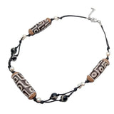 Bohemian Dzi Agate Freshwater Pearl Choker Necklace