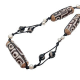 Bohemian Dzi Agate Freshwater Pearl Choker Necklace