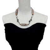 Bohemian Dzi Agate Freshwater Pearl Choker Necklace