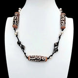 Bohemian Dzi Agate Freshwater Pearl Choker Necklace