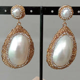 Mother Of Pearl Shell Freshwater Pearl Stud Earrings for Women