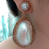 Mother Of Pearl Shell Freshwater Pearl Stud Earrings for Women