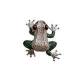 Plated Green Cubic Zirconia Pave Frog Pin Brooch