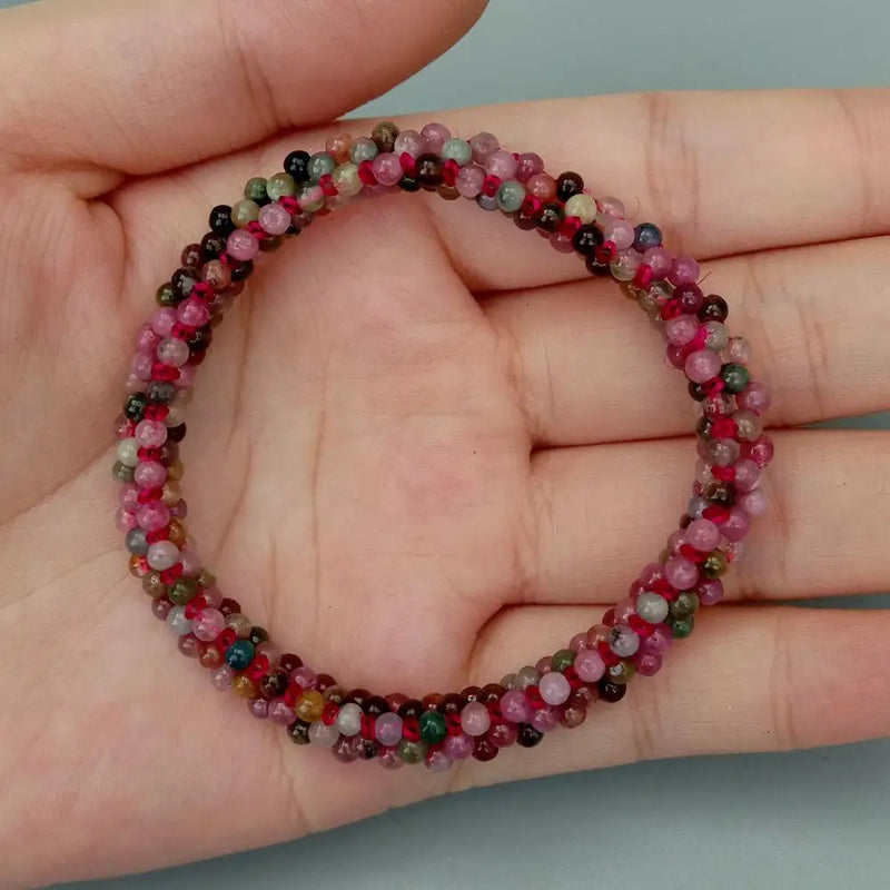 Natural Tourmaline Stretch Elastic Bracelet Gemstone Jewelry