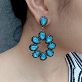YYGEM 40x46mm Rhinstone Crystal Dangle Earrings