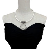 Clear Quartz Buddha Pendant Rhinestone Choker Necklace