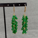 Green Jade Plated Dangle Earrings Long Drop Hook Jewelry For Women