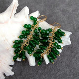 Green Jade Plated Dangle Earrings Long Drop Hook Jewelry For Women