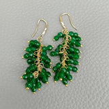 Green Jade Plated Dangle Earrings Long Drop Hook Jewelry For Women
