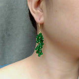 Green Jade Plated Dangle Earrings Long Drop Hook Jewelry For Women