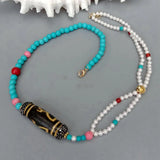 Shell Pearl Turquoise Coral Agate Necklace