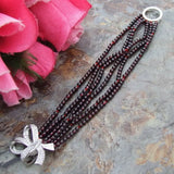 6 Strands 4mm Garnet Bracelet 8'' Gift