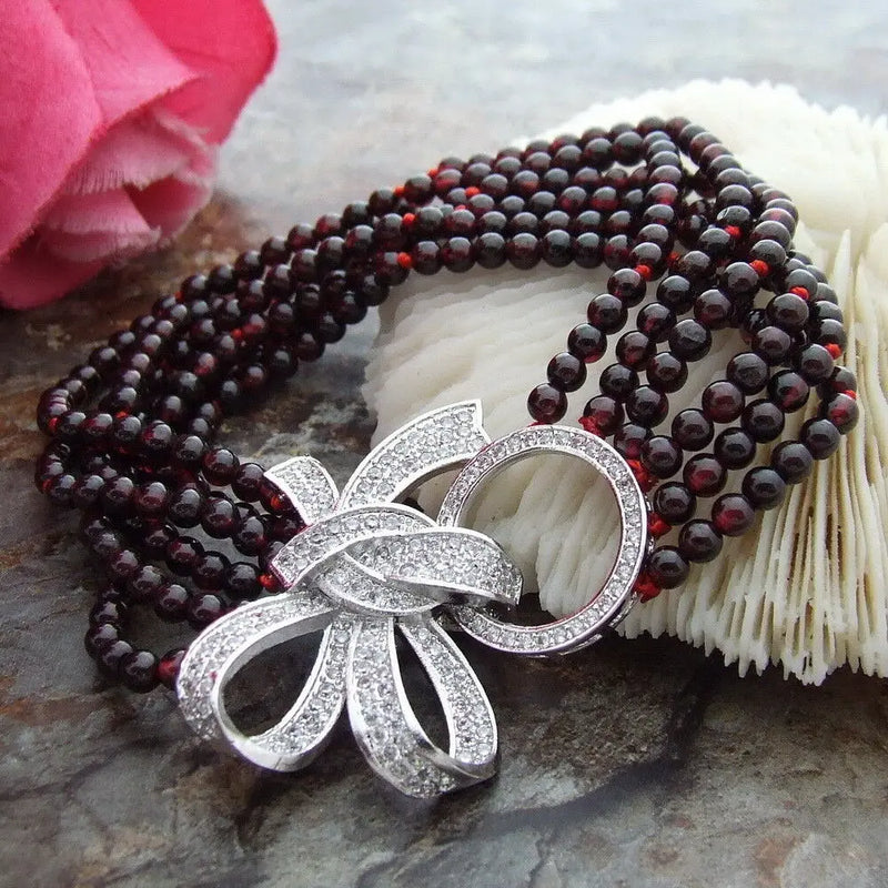 6 Strands 4mm Garnet Bracelet 8'' Gift