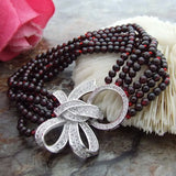 6 Strands 4mm Garnet Bracelet 8'' Gift