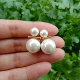 Cream Sea Shell Pearl Stud Earrings 8.5mm-14mm