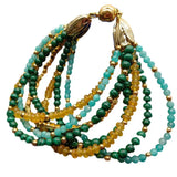 8'' 8 Strand Yellow Jade Malachite Amazonite Bracelet