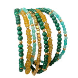 8'' 8 Strand Yellow Jade Malachite Amazonite Bracelet