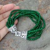 YYGEM 8'' Green Jade Bracelet with CZ Clasp