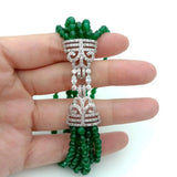 YYGEM 8'' Green Jade Bracelet with CZ Clasp