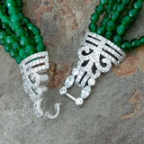 YYGEM 8'' Green Jade Bracelet with CZ Clasp